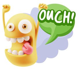 3d Illustration Laughing Character Emoji Expression saying Ouch