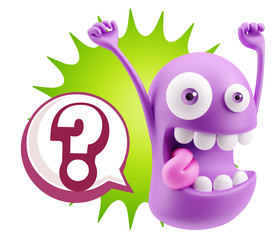 3d Illustration Laughing Character Emoji Expression saying ? wit