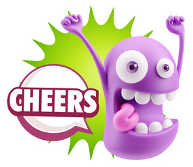 3d Rendering Smile Character Emoticon Expression saying Cheers w