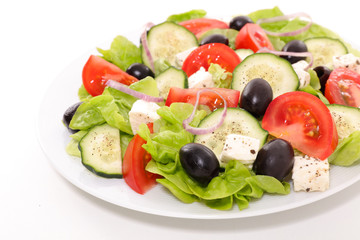 fresh vegetable salad with feta,olive and tomato
