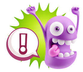 3d Rendering Smile Character Emoticon Expression saying ! with C