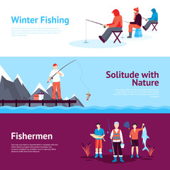 Seasonal Fishing Horizontal Banners Set