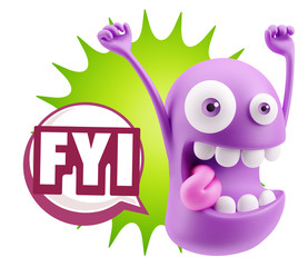 3d Illustration Laughing Character Emoji Expression saying FYI w © xtock