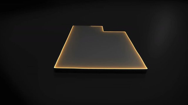 Seamless looping 3D animation of the map of Utah including 2 versions and alpha matte