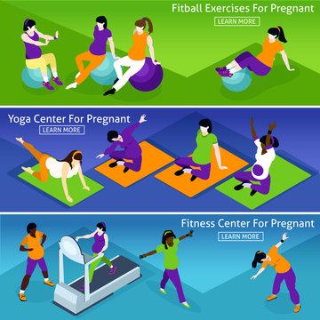 Pregnant Women Fitness Banners Set
