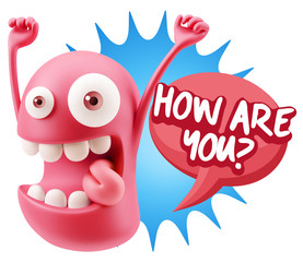 Obraz premium 3d Rendering Smile Character Emoticon Expression saying How Are