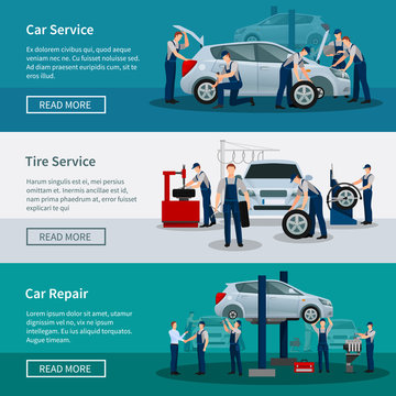Horizontal Banners Of Car Service