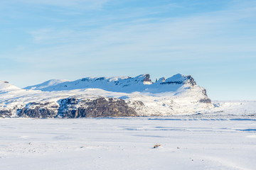 Fototapeta na wymiar Winter rural Icelandic mountains landscape