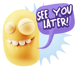 3d Illustration Laughing Character Emoji Expression saying See Y