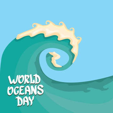 World Oceans Day vector background.