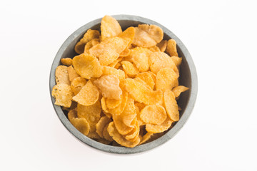 Corn flakes on white background