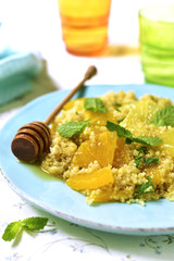Quinoa salad with grapefruit,orange,mint and honey.