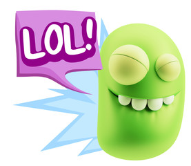 3d Illustration Laughing Character Emoji Expression saying Lol w