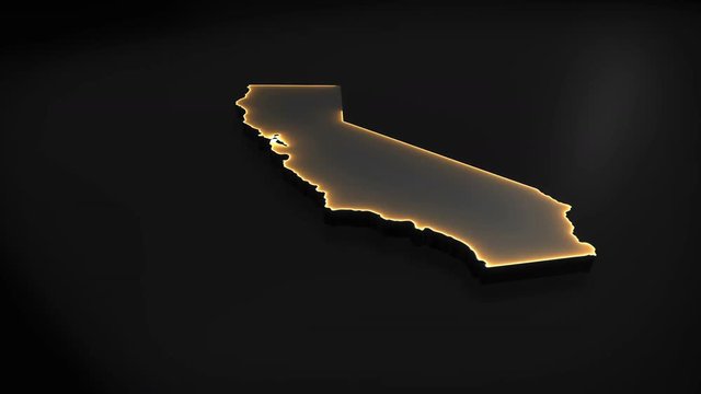 Seamless looping 3D animation of the map of California including 2 versions and alpha matte