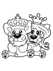 king queen couple couple love love prince princess crown old opa zepter Teddy Bear comic cartoon sweet cute