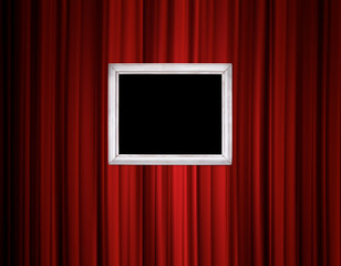 red curtain with vintage frame