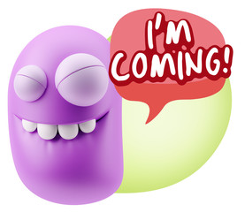 3d Illustration Laughing Character Emoji Expression saying I'm C