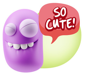 3d Illustration Laughing Character Emoji Expression saying So Cu