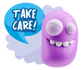3d Illustration Laughing Character Emoji Expression saying Take