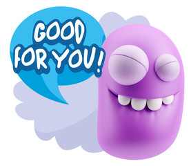 3d Rendering Smile Character Emoticon Expression saying Good For