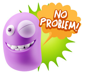 3d Rendering Smile Character Emoticon Expression saying No Probl
