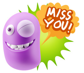 3d Illustration Laughing Character Emoji Expression saying Miss