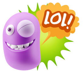 3d Illustration Laughing Character Emoji Expression saying Lol w