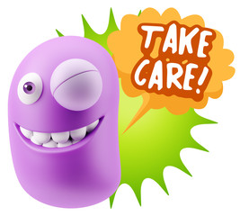 3d Illustration Laughing Character Emoji Expression saying Take