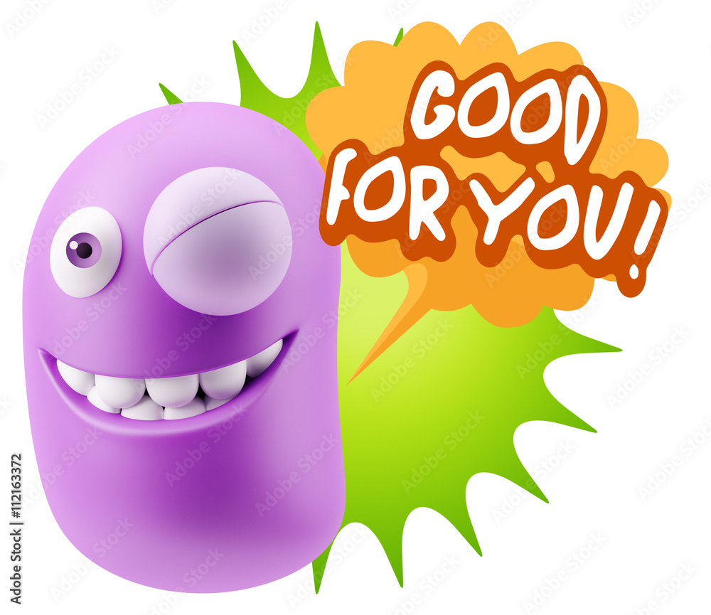 Fototapete 3d Rendering Smile Character Emoticon Expression saying Good For