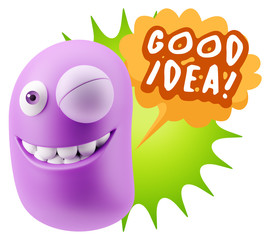 3d Rendering Smile Character Emoticon Expression saying Good Ide
