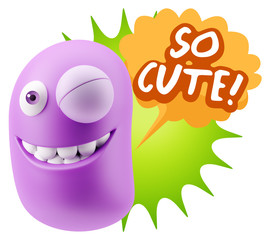 3d Illustration Laughing Character Emoji Expression saying So Cu