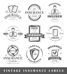 Fototapeta premium Set of vintage insurance labels