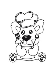 cook cooking delicious food restaurant chef, kitchen grill master chef hat apron pancake teddy bear funny sweet