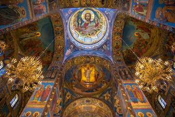 Fototapeta na wymiar Interior of the Church of the Savior on Spilled Blood in Saint Petersburg, Russia