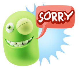 Fototapeta premium 3d Illustration Laughing Character Emoji Expression saying Sorry