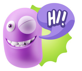 3d Illustration Laughing Character Emoji Expression saying Hi wi
