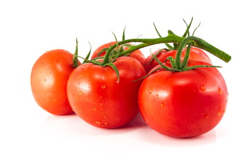 
Red tomatoes isolated on a white background.