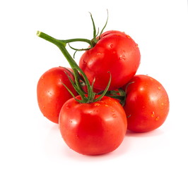 
Red tomatoes isolated on a white background.