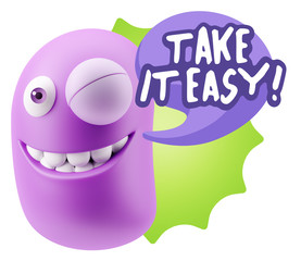 3d Illustration Laughing Character Emoji Expression saying Take