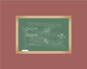 Blackboard with drawings of children. Vector illustration. It can be used for the websites and children's magazines