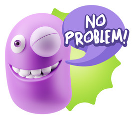 3d Rendering Smile Character Emoticon Expression saying No Probl
