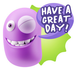 3d Rendering Smile Character Emoticon Expression saying Have A G