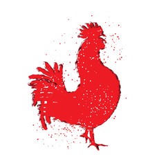 Chinese 2017 new year of the Rooster symbol. Red and black painted rooster.