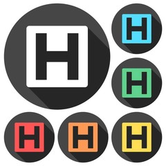 Obraz premium Hotel Icons set with long shadow