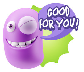 3d Rendering Smile Character Emoticon Expression saying Good For