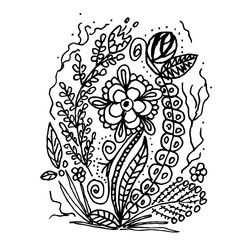 Hand drawn doodle sketch of flowers