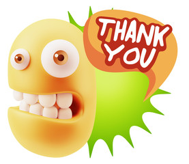 3d Illustration Laughing Character Emoji Expression saying Thank