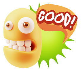 3d Illustration Laughing Character Emoji Expression saying Good