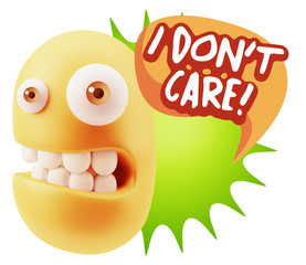 3d Illustration Laughing Character Emoji Expression saying I Don