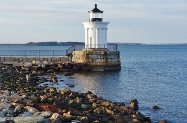 Fototapeta na wymiar The Portland Breakwater Lighthouse (Bug Light), Maine